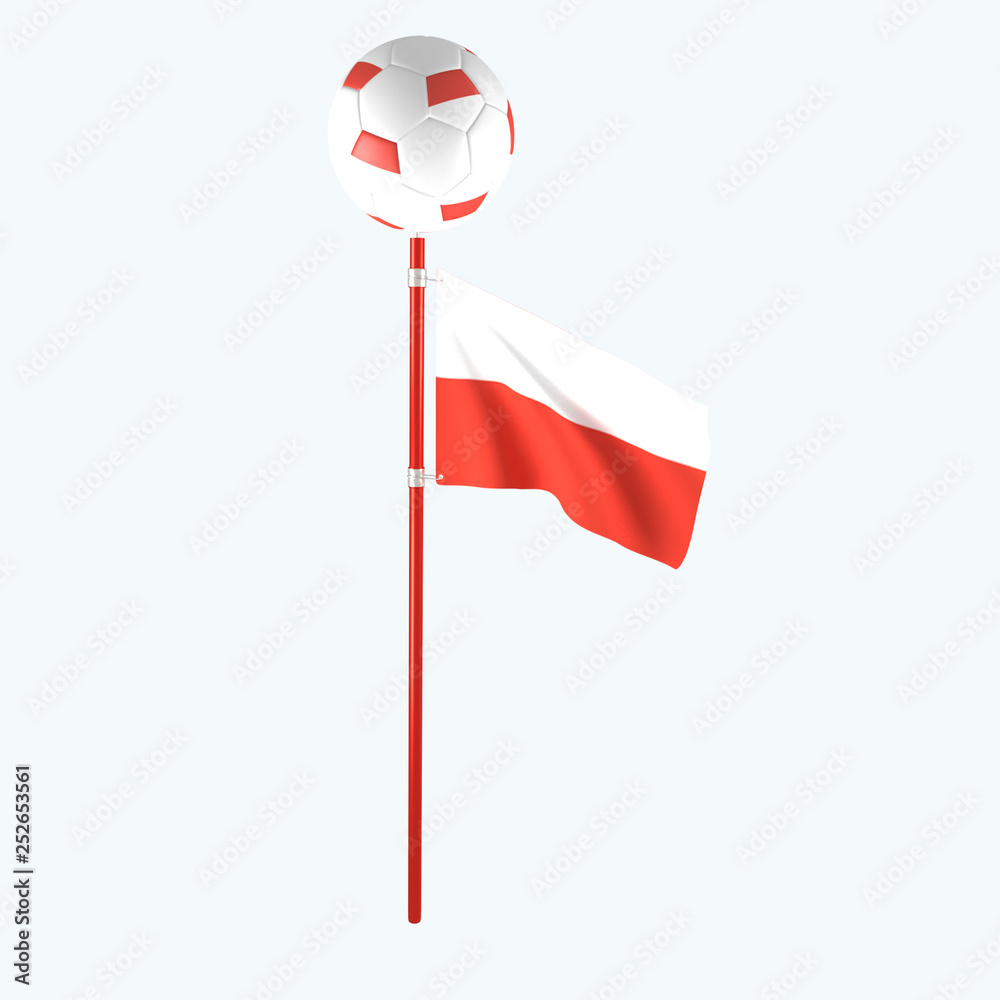 3D rendered country flag with soccerball