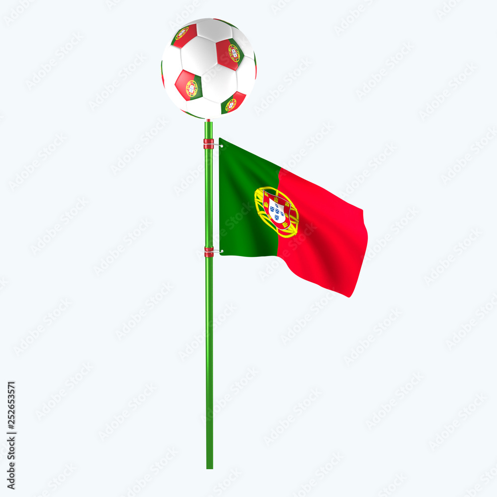 3D rendered country flag with soccerball