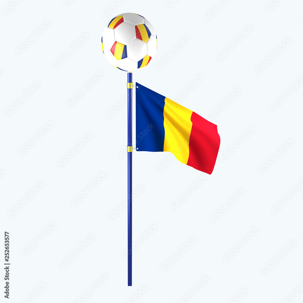 3D rendered country flag with soccerball