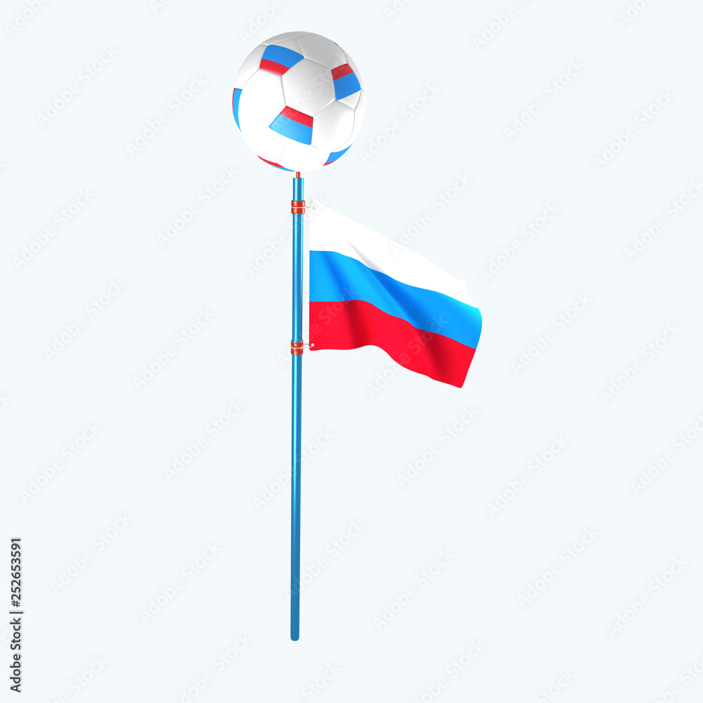 3D rendered country flag with soccerball