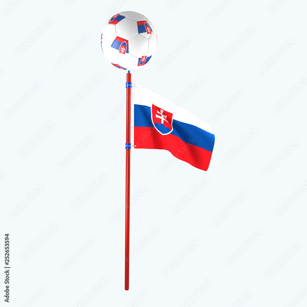 3D rendered country flag with soccerball