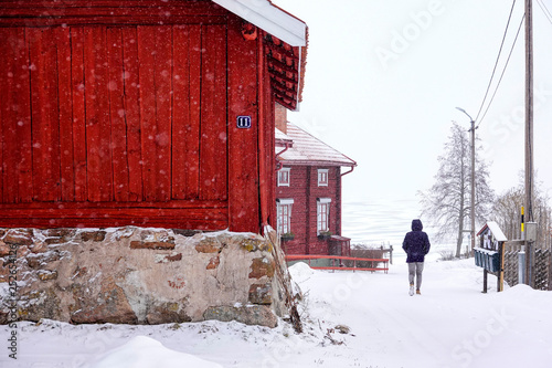 Mora, Sweden A small house on  the Siljan lake in Dalarna province. photo
