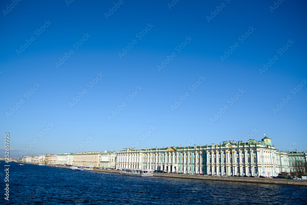 Fototapeta premium View of buildings, streets, bridges, rivers and canals of St. Petersburg, Russia.