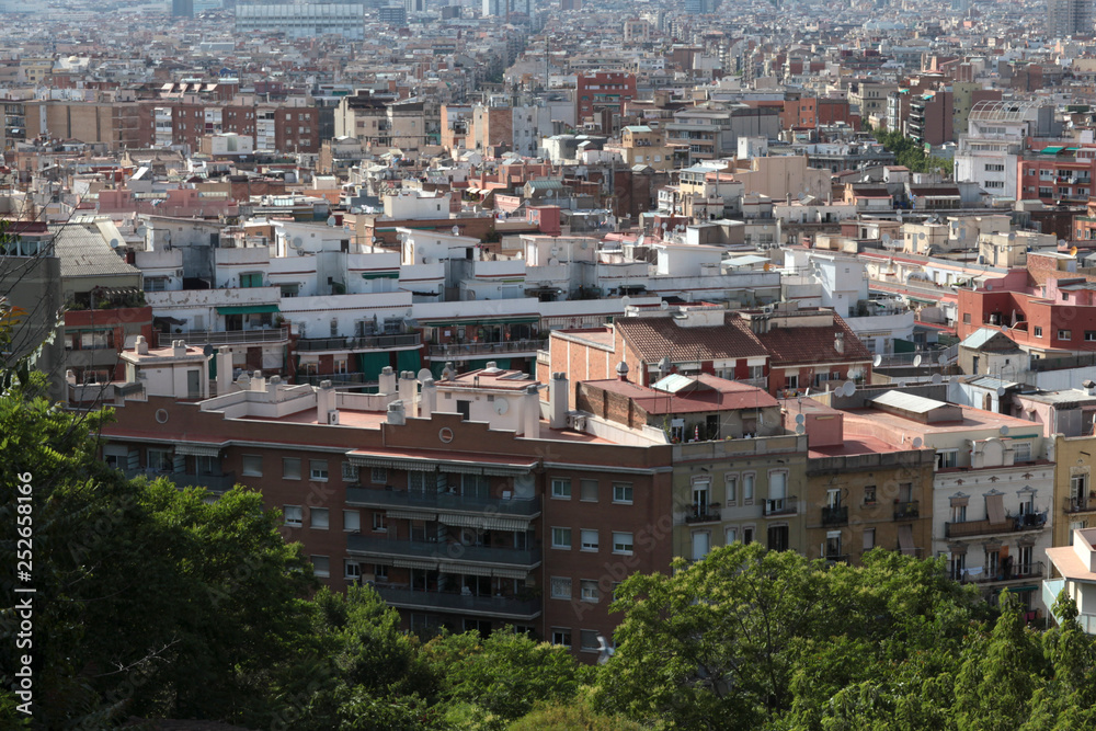 Rooftops of Poblesec neighbourhood, Barcelona, Spain