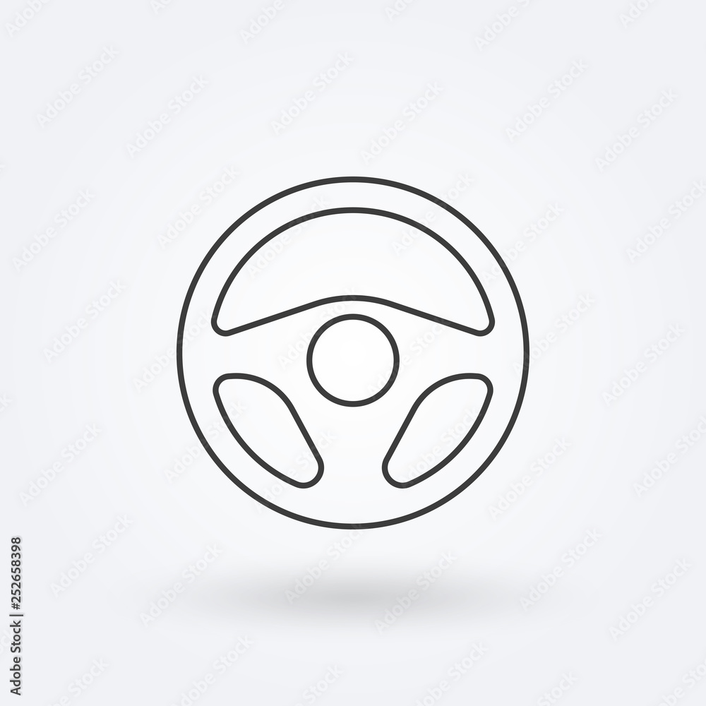 Steering wheel outline icon. Car rudder line sign. Driver and drive logo. Vector illustration. Steering wheel outline icon. Car rudder line sign. Driver and drive logo. Vector illustration.