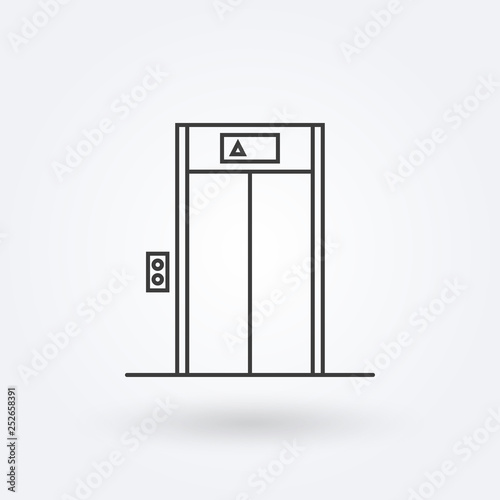 Elevator outline icon. Lift sign in the lobby or building. Vector illustration.