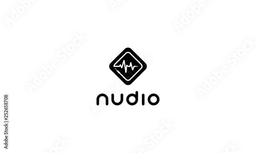 Sound wave rhombus music 12 black vector logo design