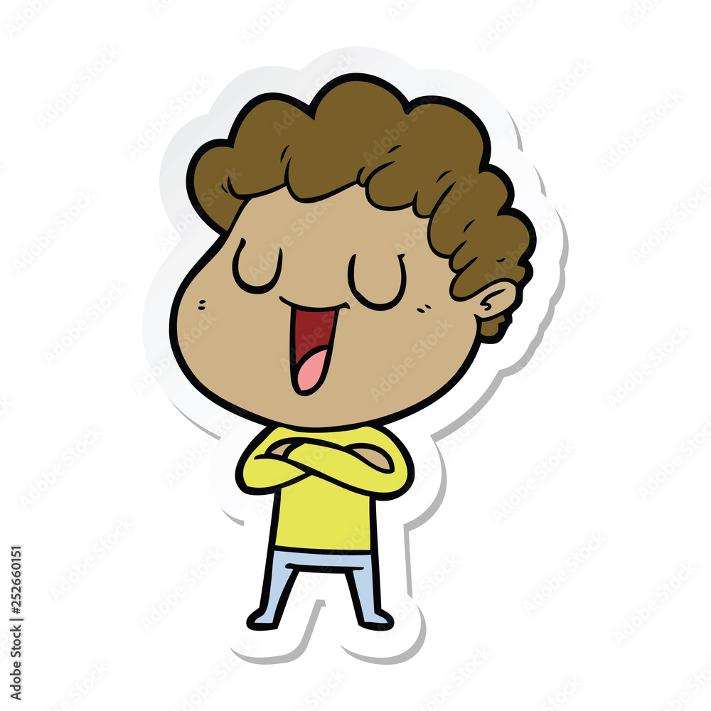 sticker of a laughing cartoon man sticker of a laughing cartoon man