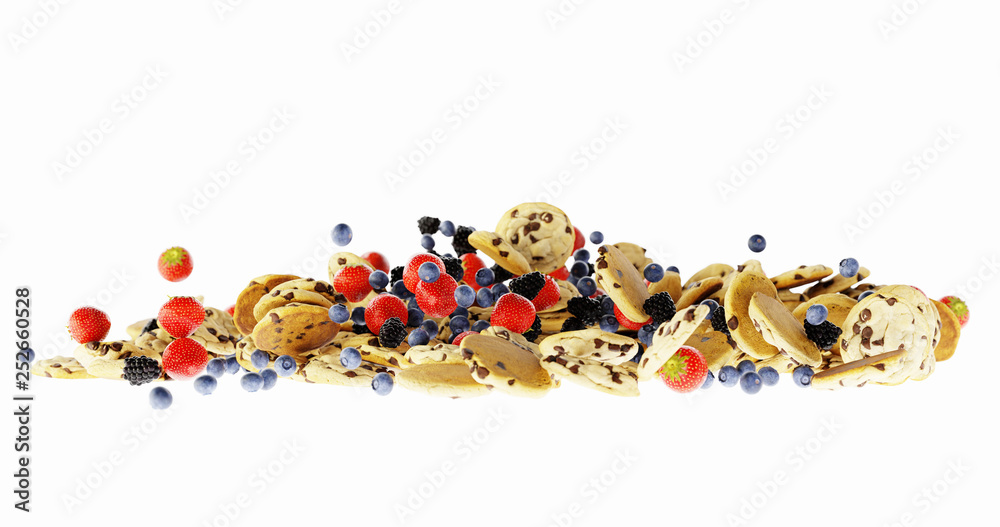 Infinite cookies with fruit and muesli, original 3d rendering Infinite cookies with fruit and muesli, original 3d rendering