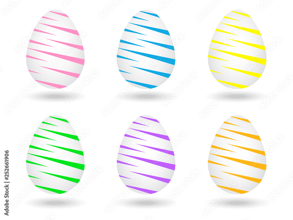A set of patterned painted eggs, the concept of the holiday of spring Easter