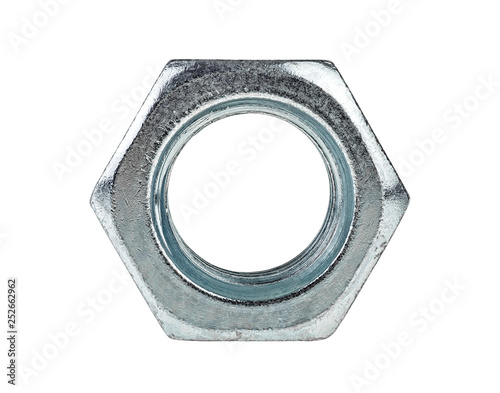 Metal nut isolated on a white background photo