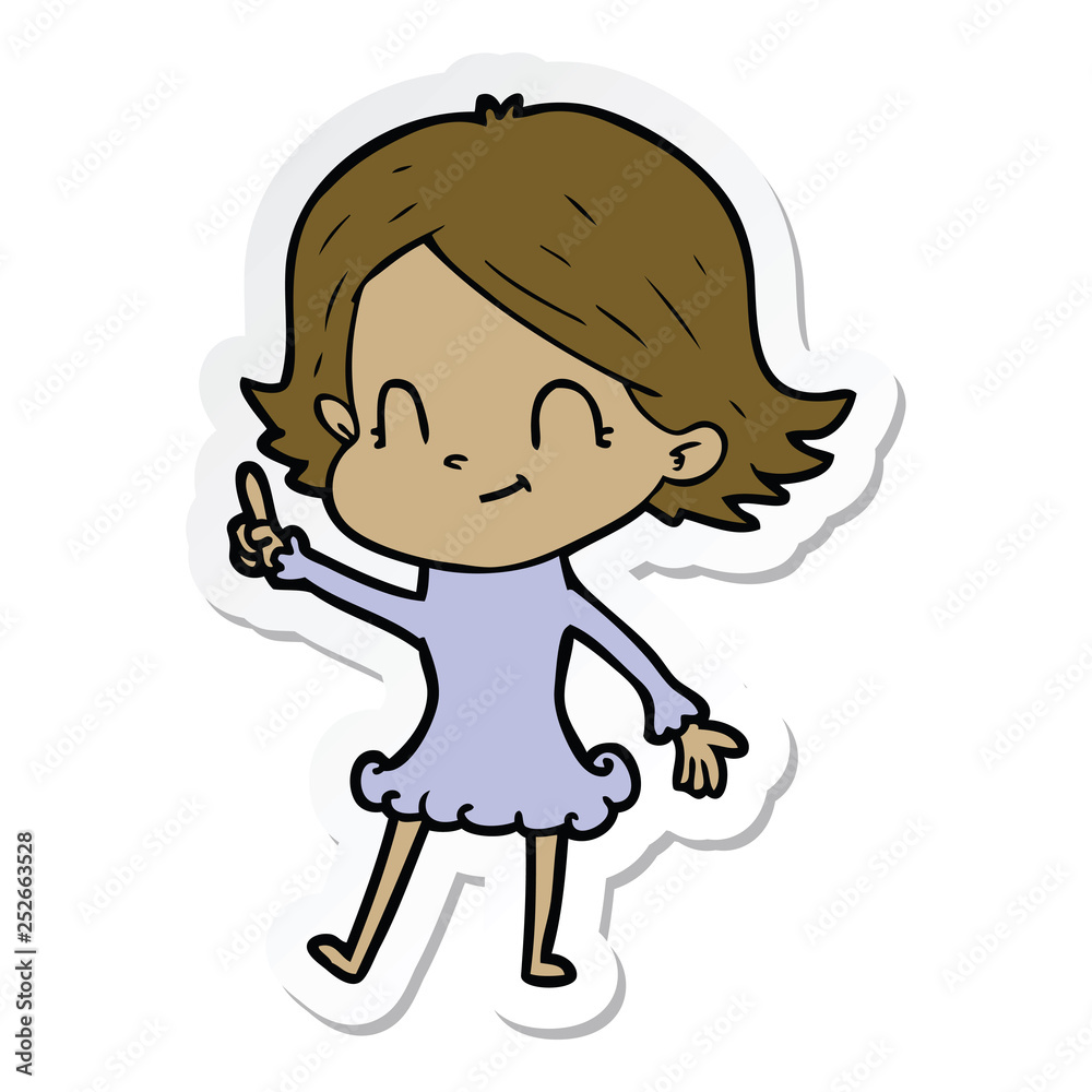 sticker of a cartoon friendly girl sticker of a cartoon friendly girl