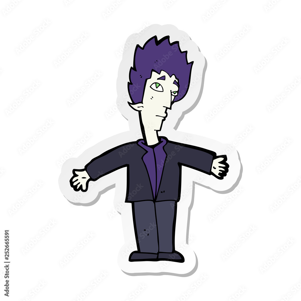 sticker of a cartoon vampire man sticker of a cartoon vampire man
