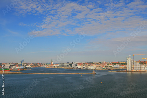 Port and city on sea coast. Aarhus, Jutland, Denmark