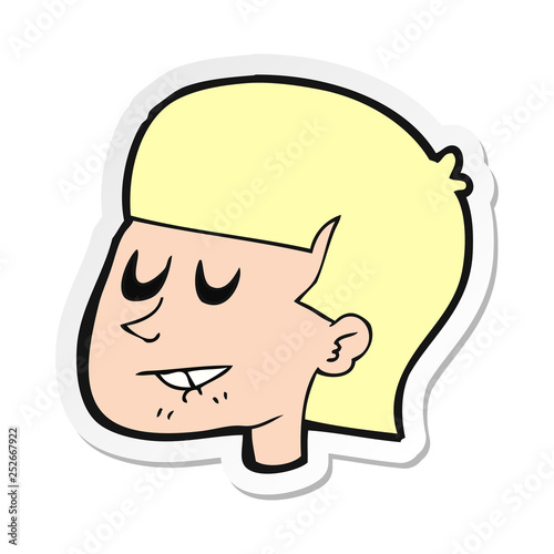 sticker of a cartoon man biting lip