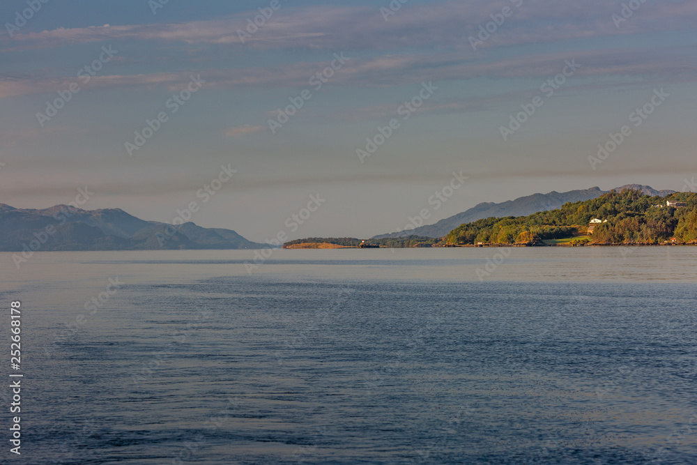 Norwegian archipelago in sunrise lights Norwegian archipelago in sunrise lights