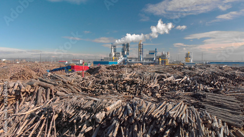 Aerial shot of woodworking plant