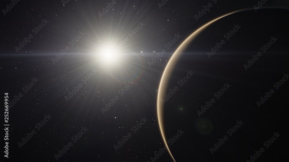 Fototapeta premium Exoplanet 3D illustration rendering of the Planet Venus on a starry background (Elements of this image furnished by NASA)