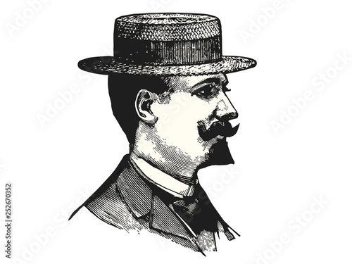 Elegant man with hat vector illustration