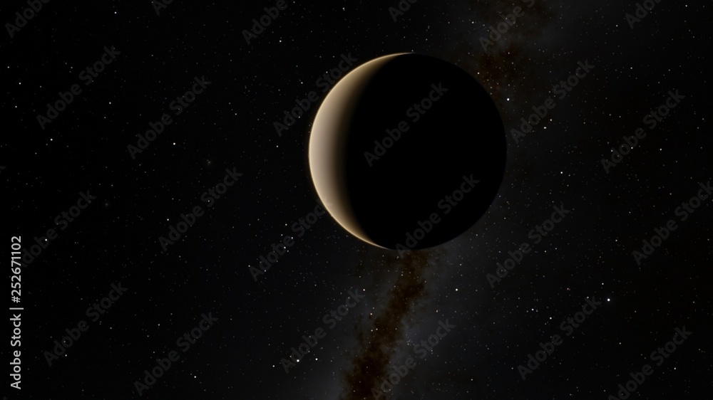 Fototapeta premium Exoplanet 3D illustration rendering of the Planet Venus on a starry background (Elements of this image furnished by NASA)