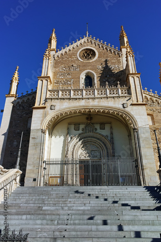 Amazing view of San Jeronimo el Rea church in City of Madrid, Spain