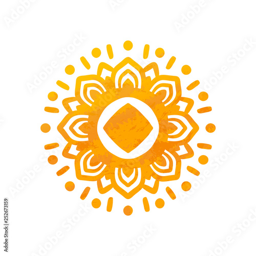 Beautiful Sun. Hand Drawn With Structure. Ornamental Mandala.