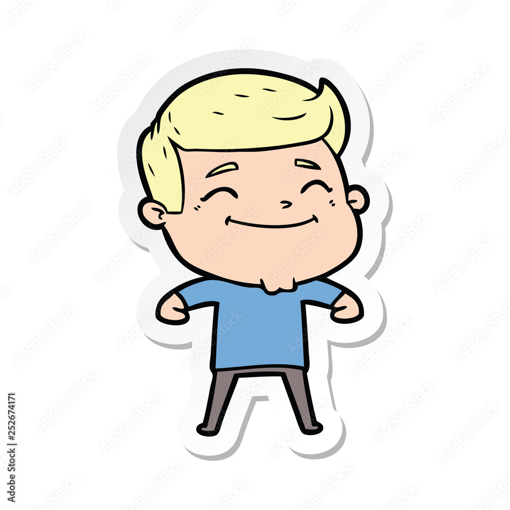 sticker of a happy cartoon man
