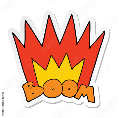 sticker of a cartoon boom sign