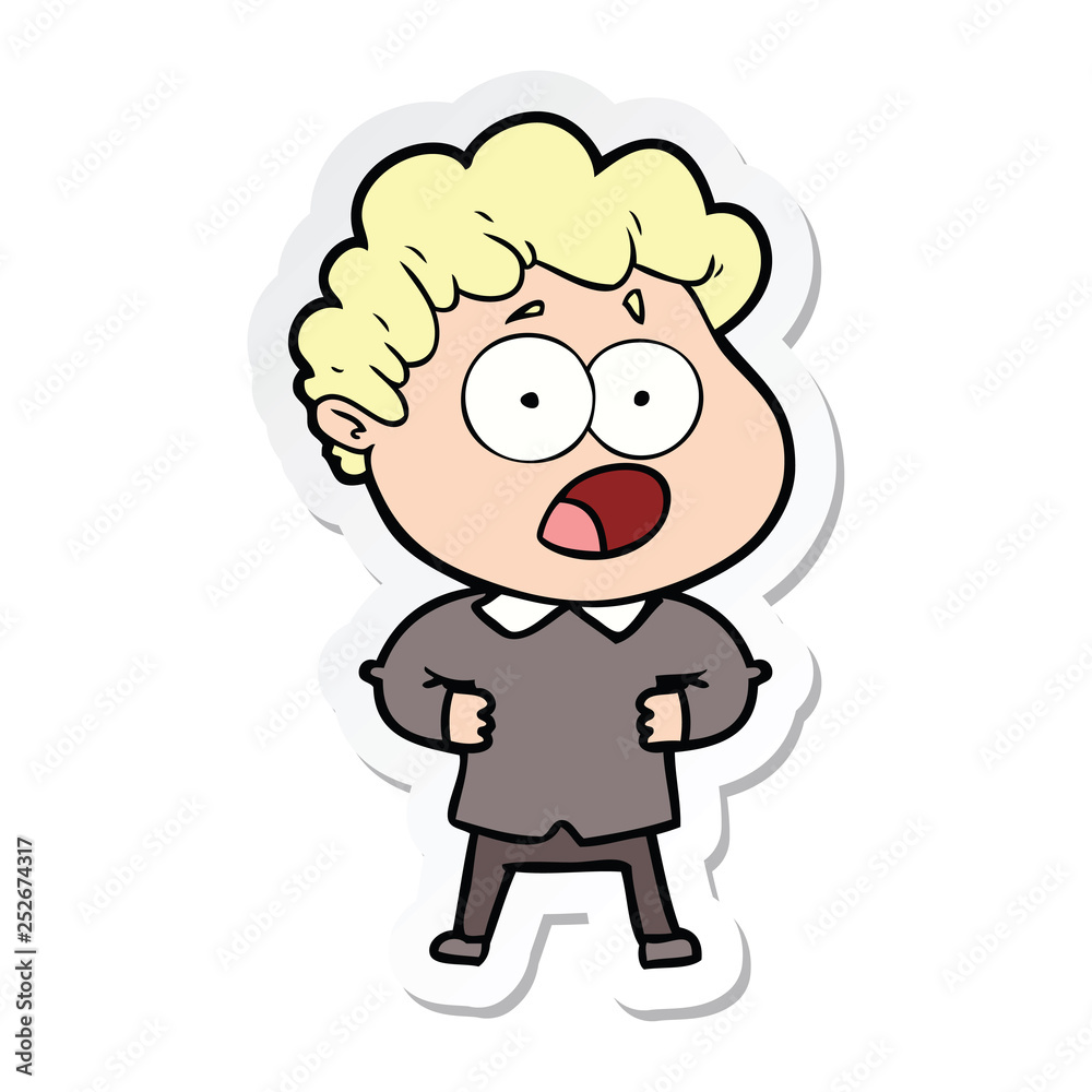 sticker of a cartoon man gasping in surprise sticker of a cartoon man gasping in surprise