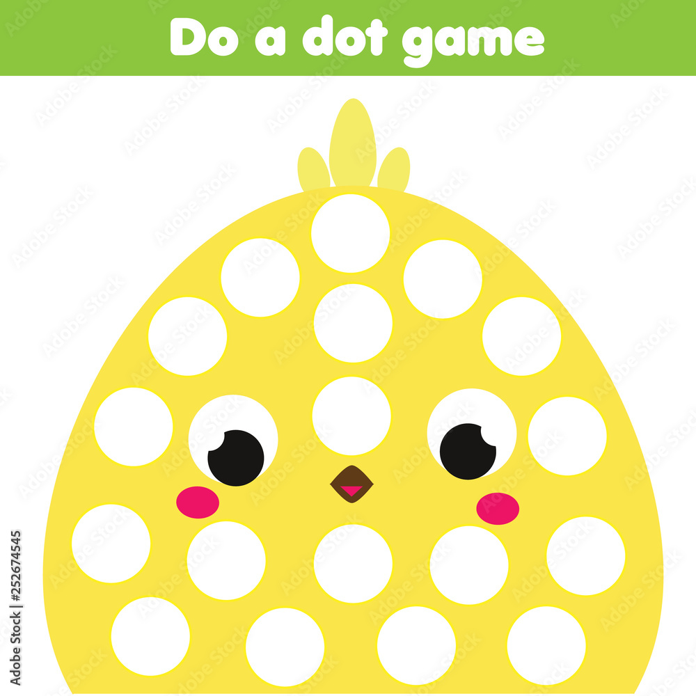 Obraz premium Eduational children game . Do a dot for kids and toddlers. Animals theme, cartoon chicken