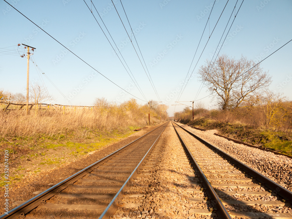 train tracks outside no train way transport line country