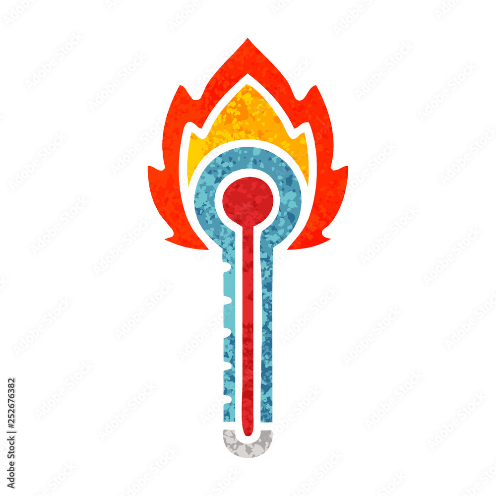 retro illustration style cartoon glass thermometer retro illustration style cartoon glass thermometer