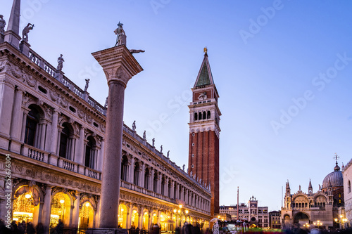 Long exposure late evening view of Piazza San Marco church square in Venice (Venezia) Italy. © 1tomm