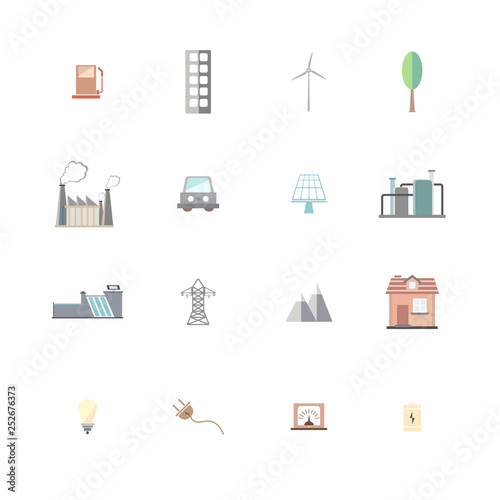 set world ecology and green  energy resources collection  environment related icons flat vector illustration