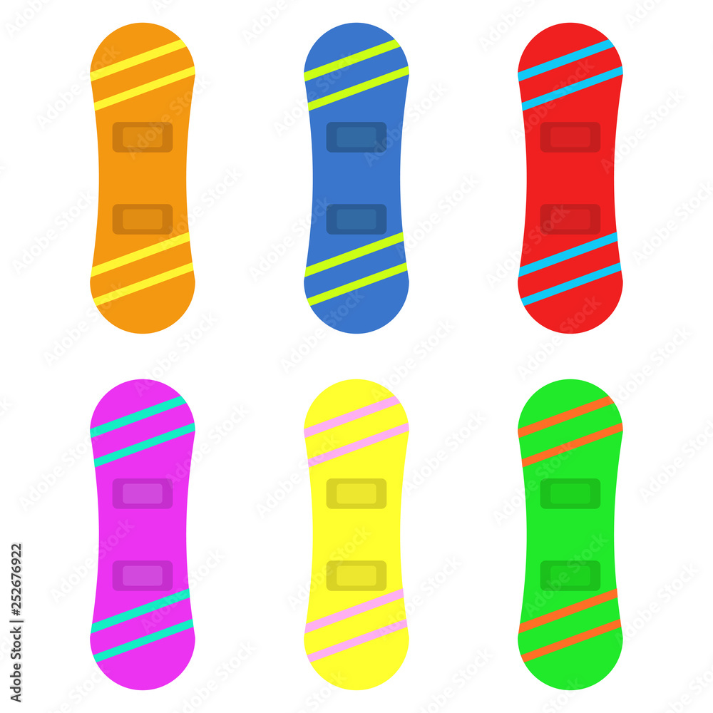 Snowboards. Set of snowboards. Winter. Logo snowboards. Vector illustration. EPS 10. Snowboards. Set of snowboards. Winter. Logo snowboards. Vector illustration. EPS 10.