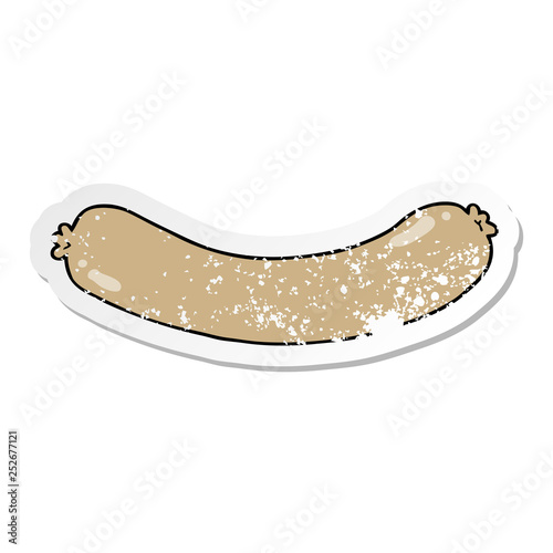 distressed sticker of a cartoon sausage