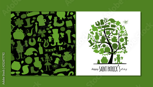 Saint Patrick Day  art tree. Greeting card for your design