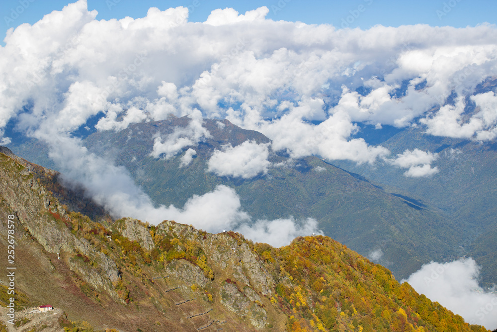 Mountain landscape. Caucasus summer day view forest