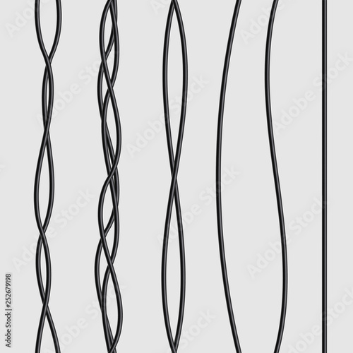 Creative vector illustration of realistic electrical wires flexible network, connection industrial power energy cables isolated on transparent background. Art design. Abstract concept graphic element