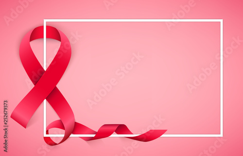 Creative vector illustration of breast cancer awareness campaign in october month background. Art design realistic stroke pink ribbon. Abstract concept graphic paper or fabric element