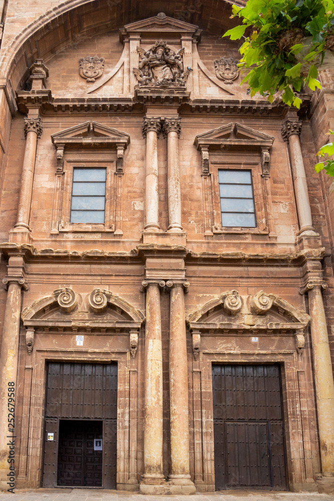 Entrance to the Church of Santa Maria de la Asuncion in Navarrete, La Rioja, Spain on the Way of St. James or Camino de Santiago