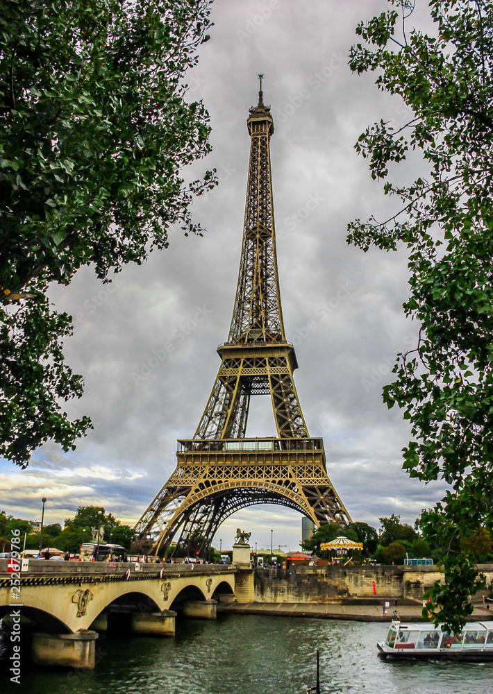 Tour Eiffel on a gloomy day. Paris, France