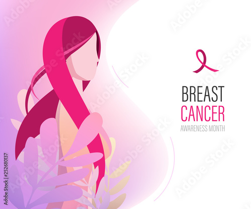 Breast cancer day international Landing Page Template.Women with ribbon People Characters for ui, web, mobile app, poster and banner.