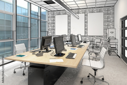Common Computer Workplace Design  preview  - 3d visualization