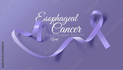 Esophageal Cancer Awareness Calligraphy Poster Design. Realistic Periwinkle Ribbon. April is Cancer Awareness Month. Vector