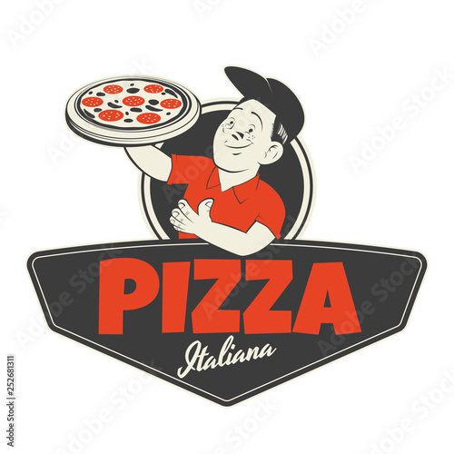 funny pizza sign in retro style
