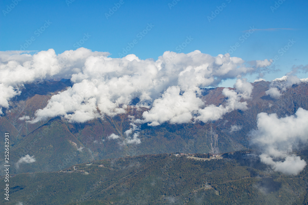 Landscape panorama caucasus mountain with autumn hills Landscape panorama caucasus mountain with autumn hills