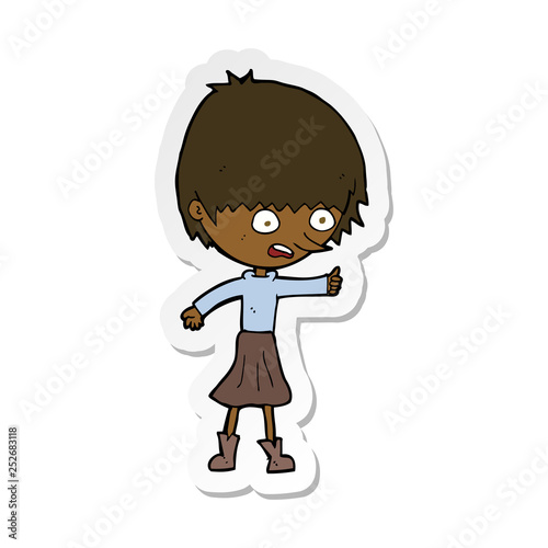 sticker of a cartoon woman stressing out