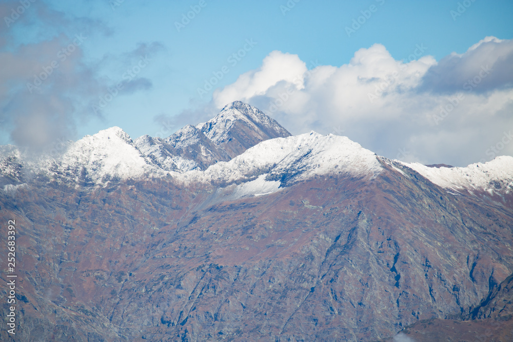 Landscape panorama caucasus mountain with autumn hills