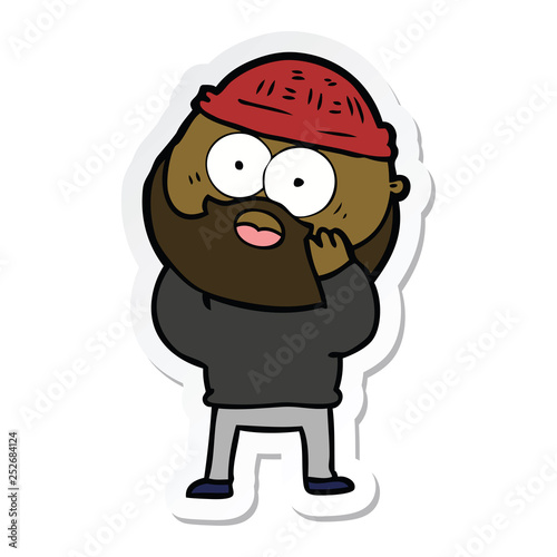sticker of a cartoon bearded man